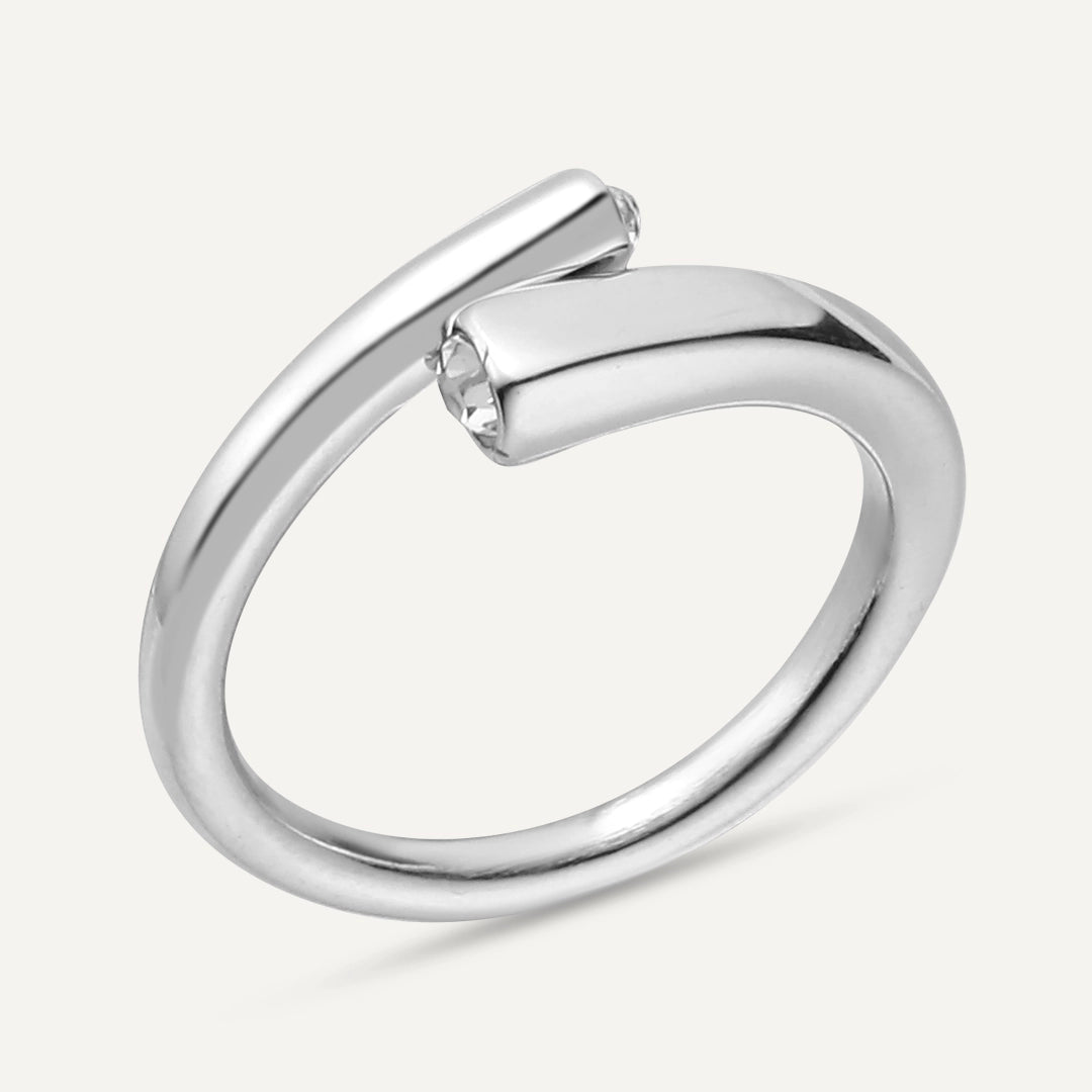 Vibes | Twist of Elegance Open Ring | White Gold-Plated