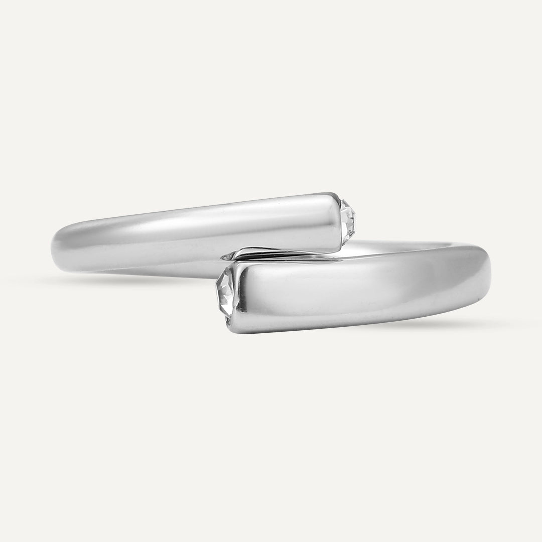 Vibes | Twist of Elegance Open Ring | White Gold-Plated