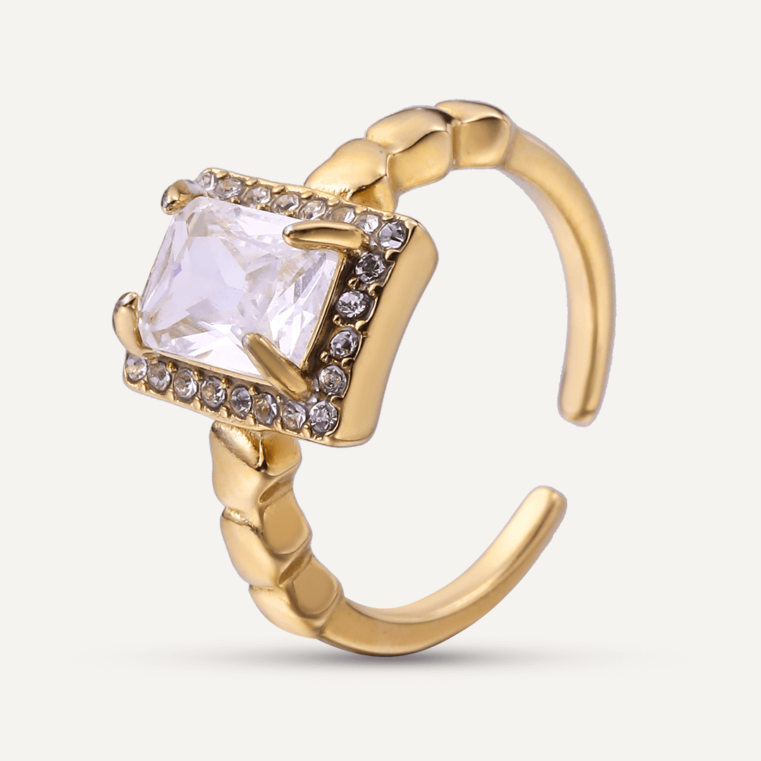 Vibes | Regal Square Adjustable Ring | 18K Gold-Plated