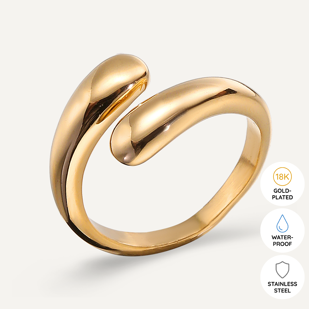 Vibes | Modern Flow Band Open Ring | 18K Gold-Plated