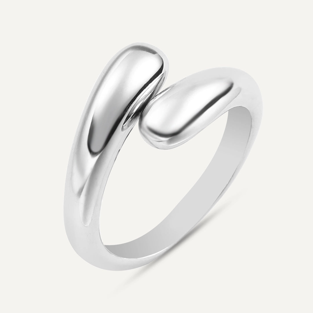 Vibes | Modern Flow Band Open Ring | White Gold-Plated