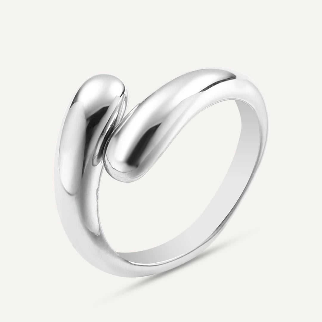 Vibes | Modern Flow Band Open Ring | White Gold-Plated