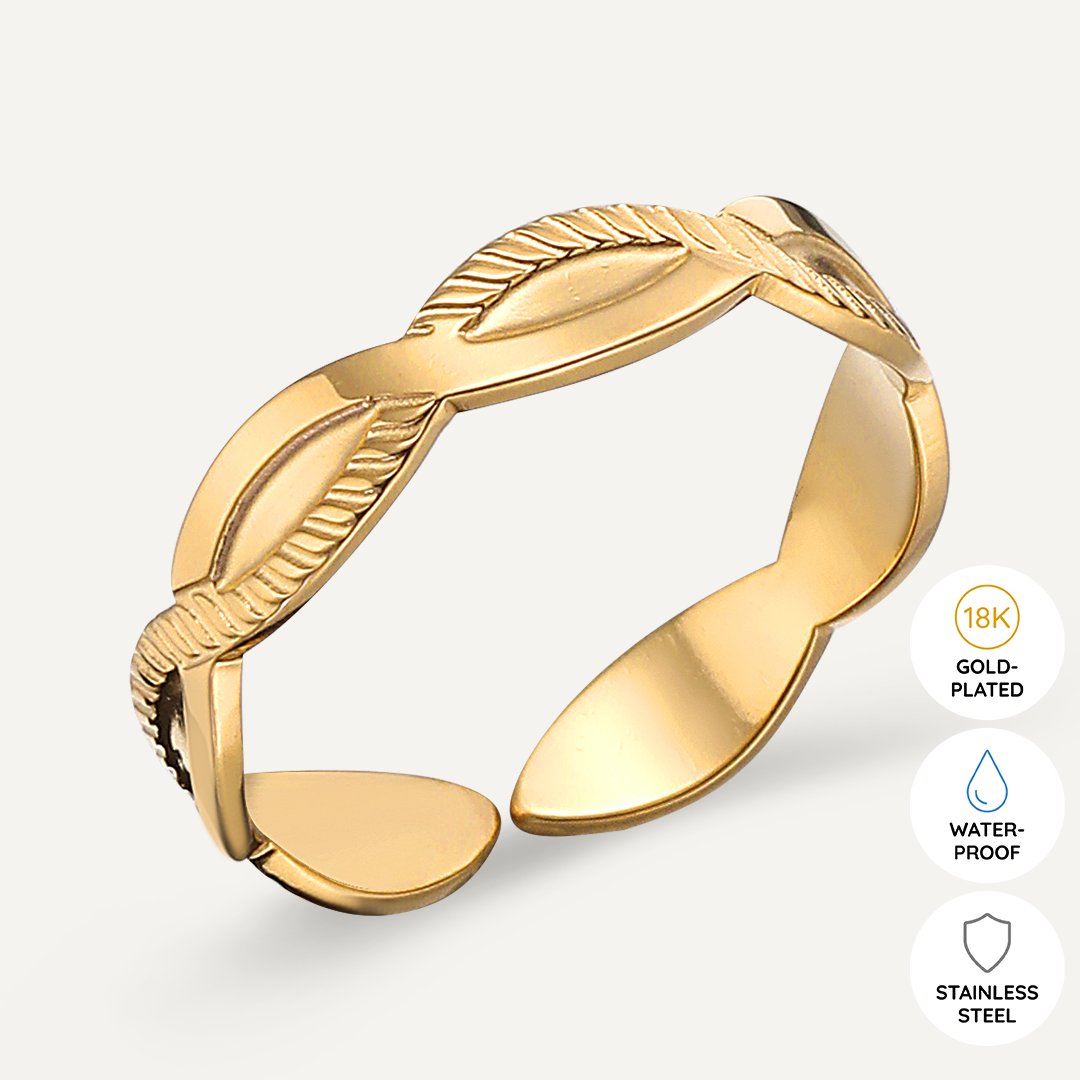 Vibes | Leaf Wrap Open Ring | 18K Gold-Plated