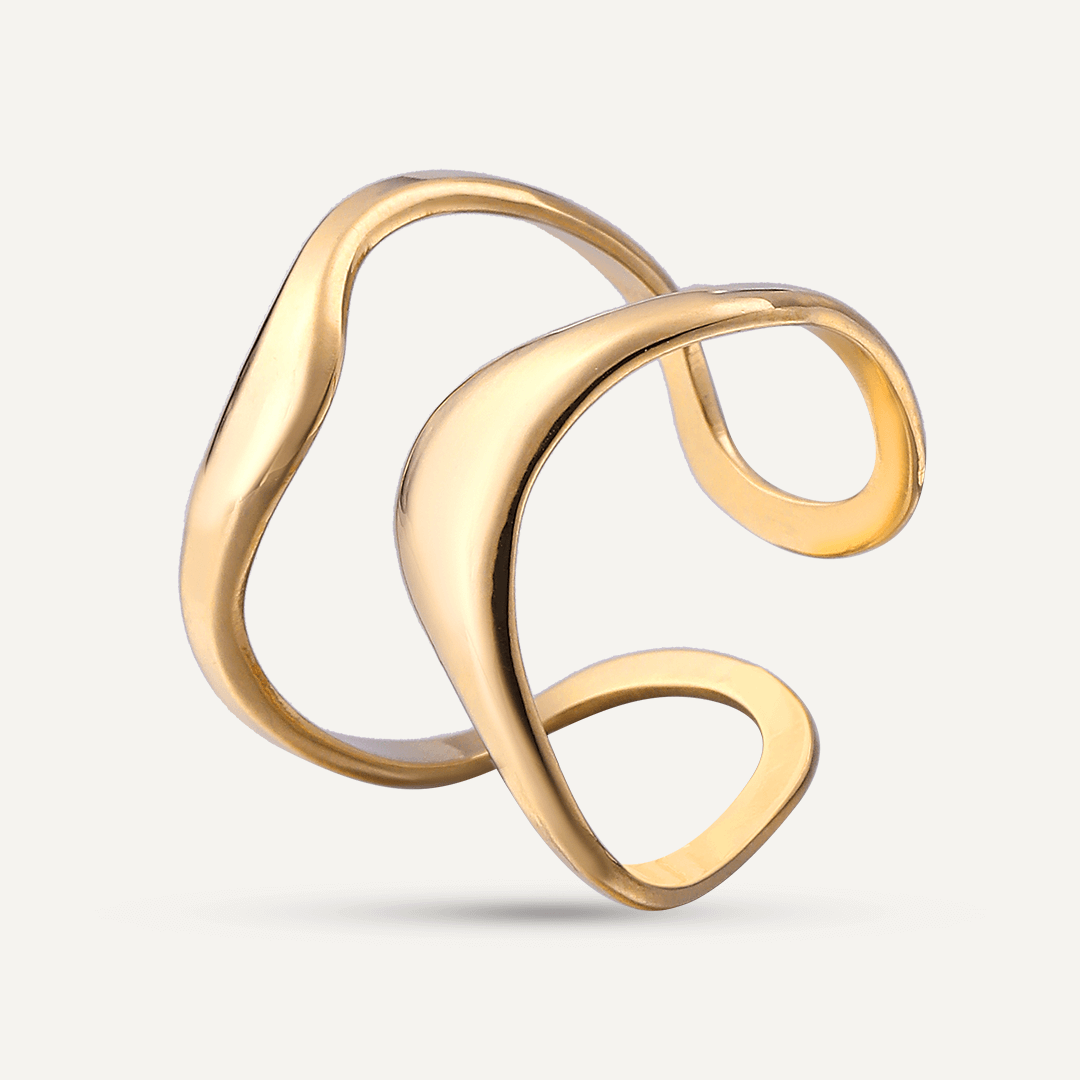 Vibes | Flowing Elegance Abstract Open Ring | 18K Gold-Plated