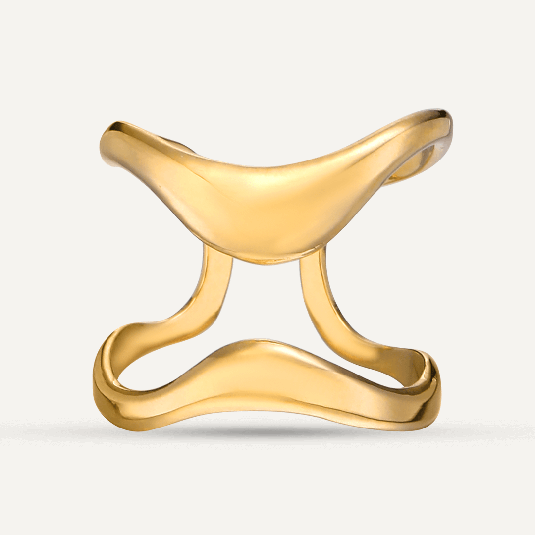 Vibes | Flowing Elegance Abstract Open Ring | 18K Gold-Plated