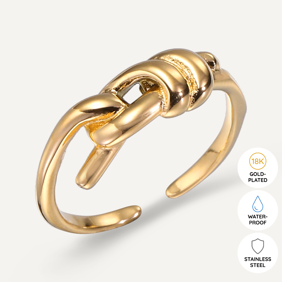 Vibes | Unity Knot Adjustable Ring | 18K Gold-Plated