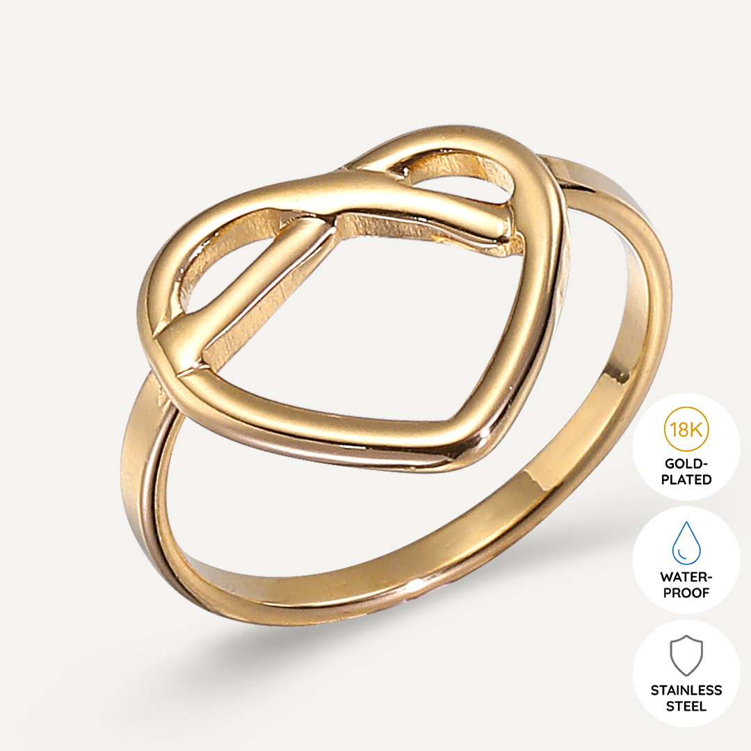 Vibes | Open Heart Embrace Adjustable Ring | 18K Gold-Plated