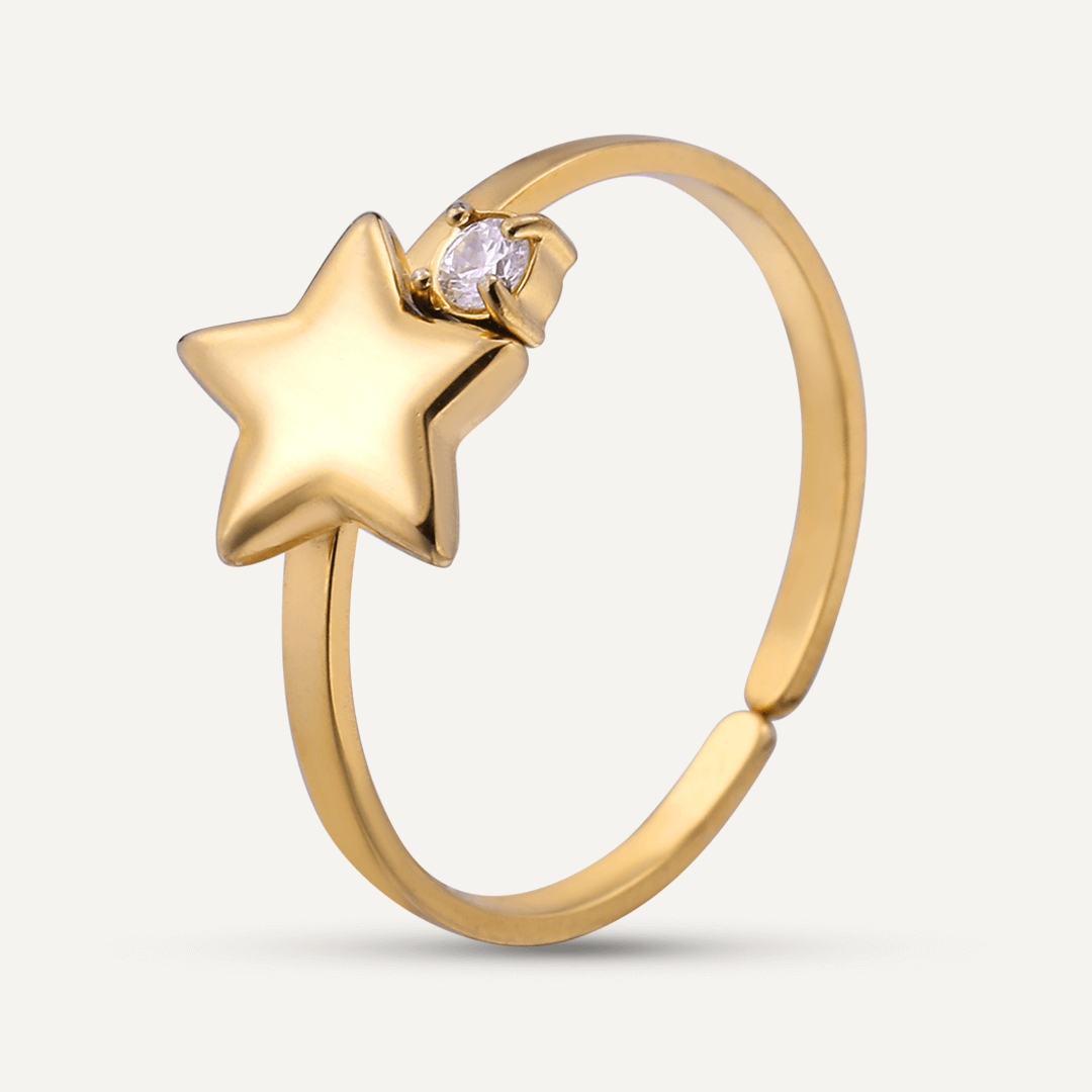 Vibes | Shooting Star Sparkle Adjustable Ring | 18K Gold-Plated