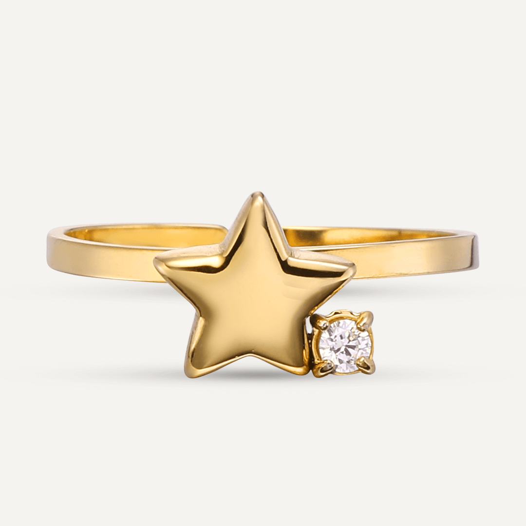 Vibes | Shooting Star Sparkle Adjustable Ring | 18K Gold-Plated