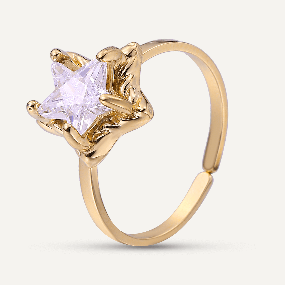 Vibes | Starlight Wonder Crystal Adjustable Ring | 18K Gold-Plated