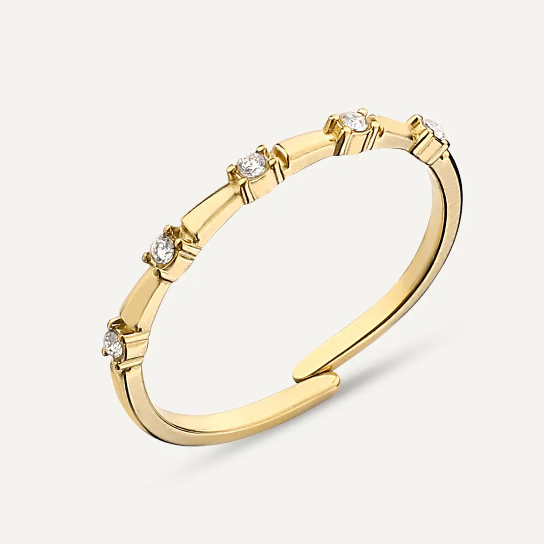 Vibes | Thin Crystal Dot Adjustable Ring | 18K Gold-Plated