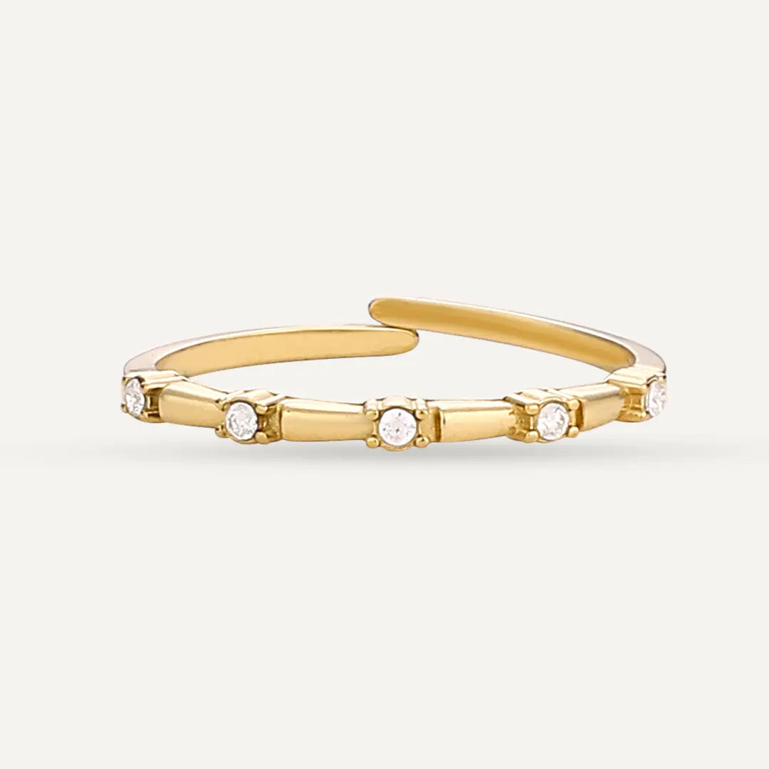 Vibes | Thin Crystal Dot Adjustable Ring | 18K Gold-Plated