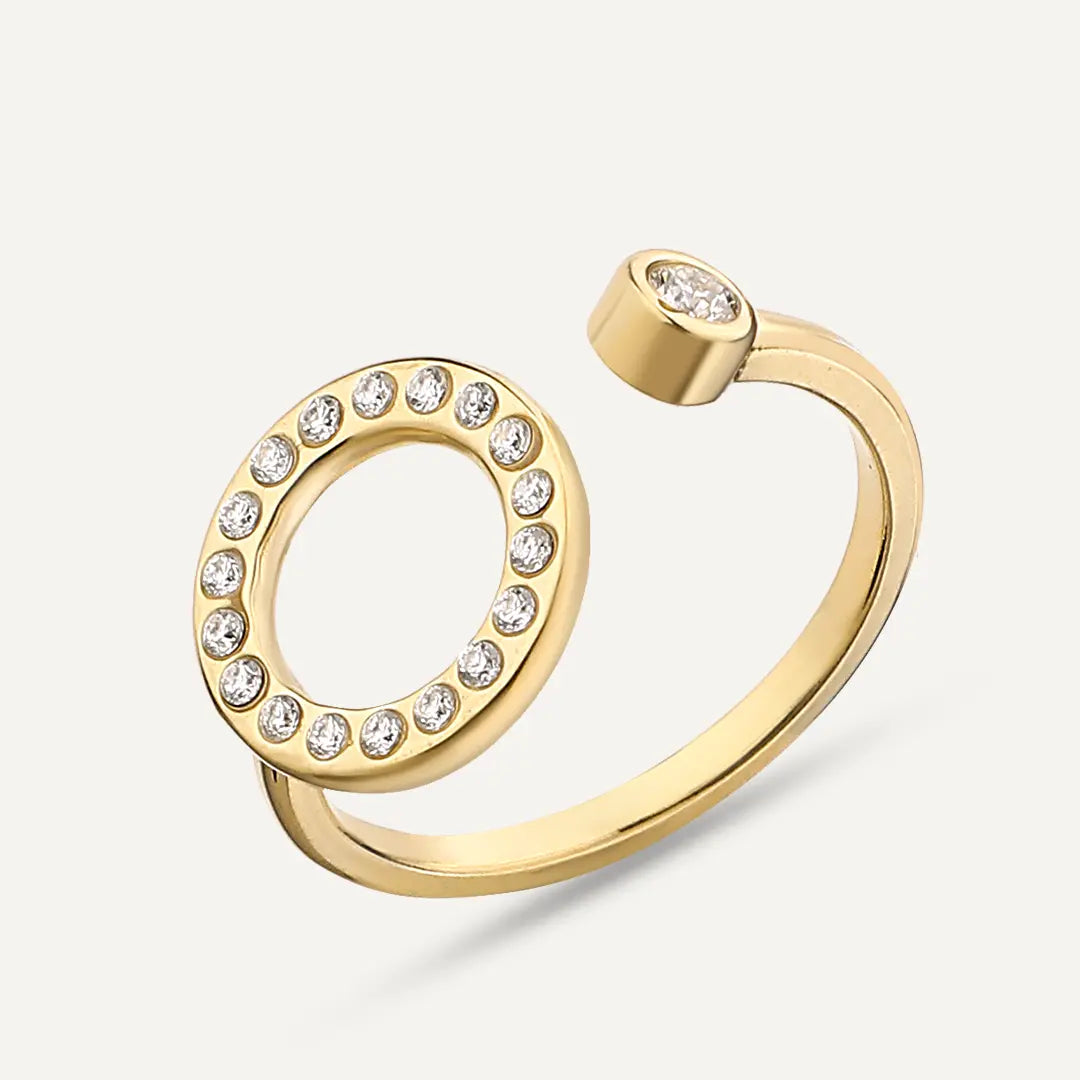 Vibes | Pavé Circle Adjustable Ring | 18K Gold-Plated