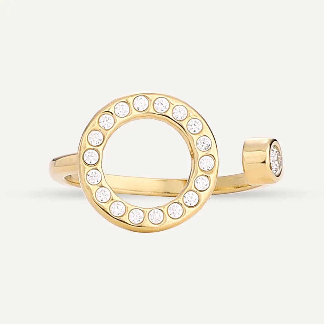 Vibes | Pavé Circle Adjustable Ring | 18K Gold-Plated