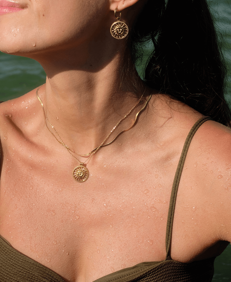 Vibes | Sun Medallion Drop Earrings | 18K Gold-Plated