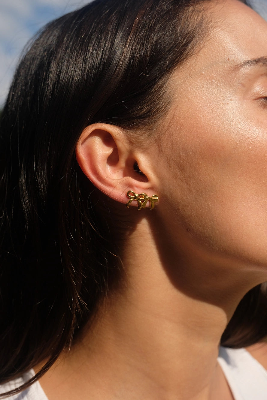 Vibes | Dainty Bow Post Earrings | 18K Gold-Plated