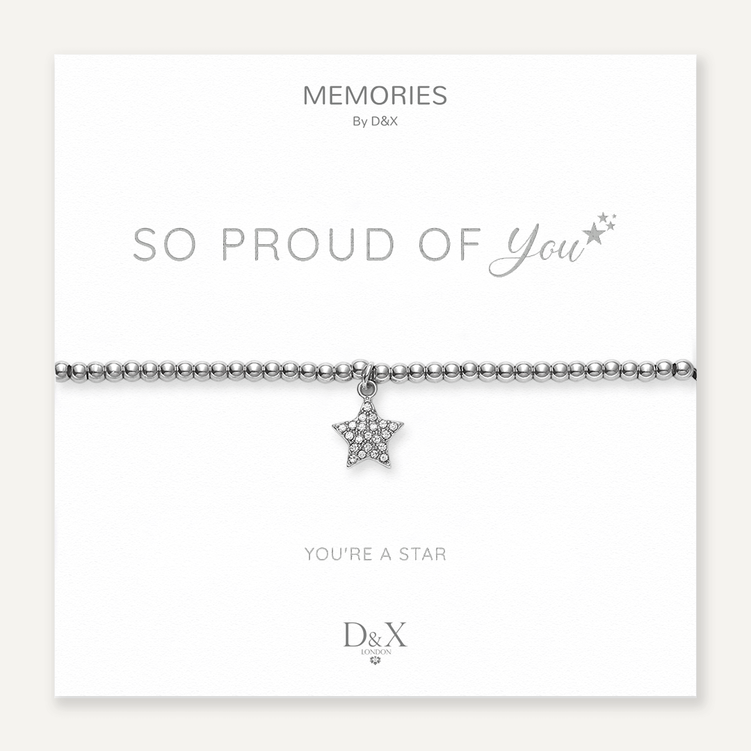 Memories: "SO PROUD OF YOU" | Star Bracelet | White Gold-Plated