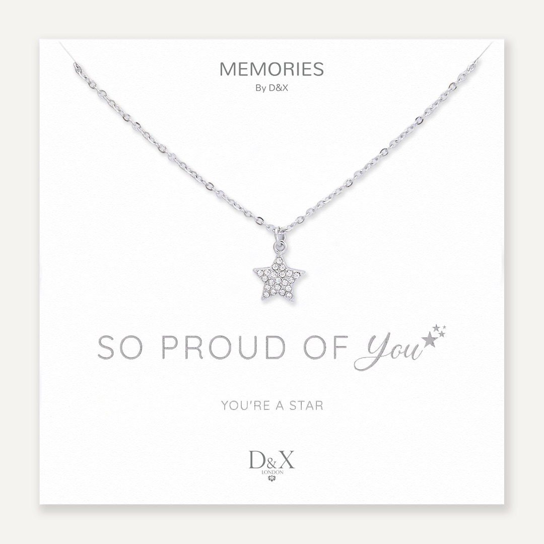 Memories: "SO PROUD OF YOU" | Star Necklace | White Gold-Plated