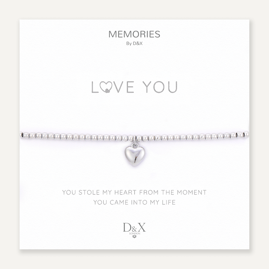 Memories: "THANK YOU" | Heart Bracelet | White Gold-Plated