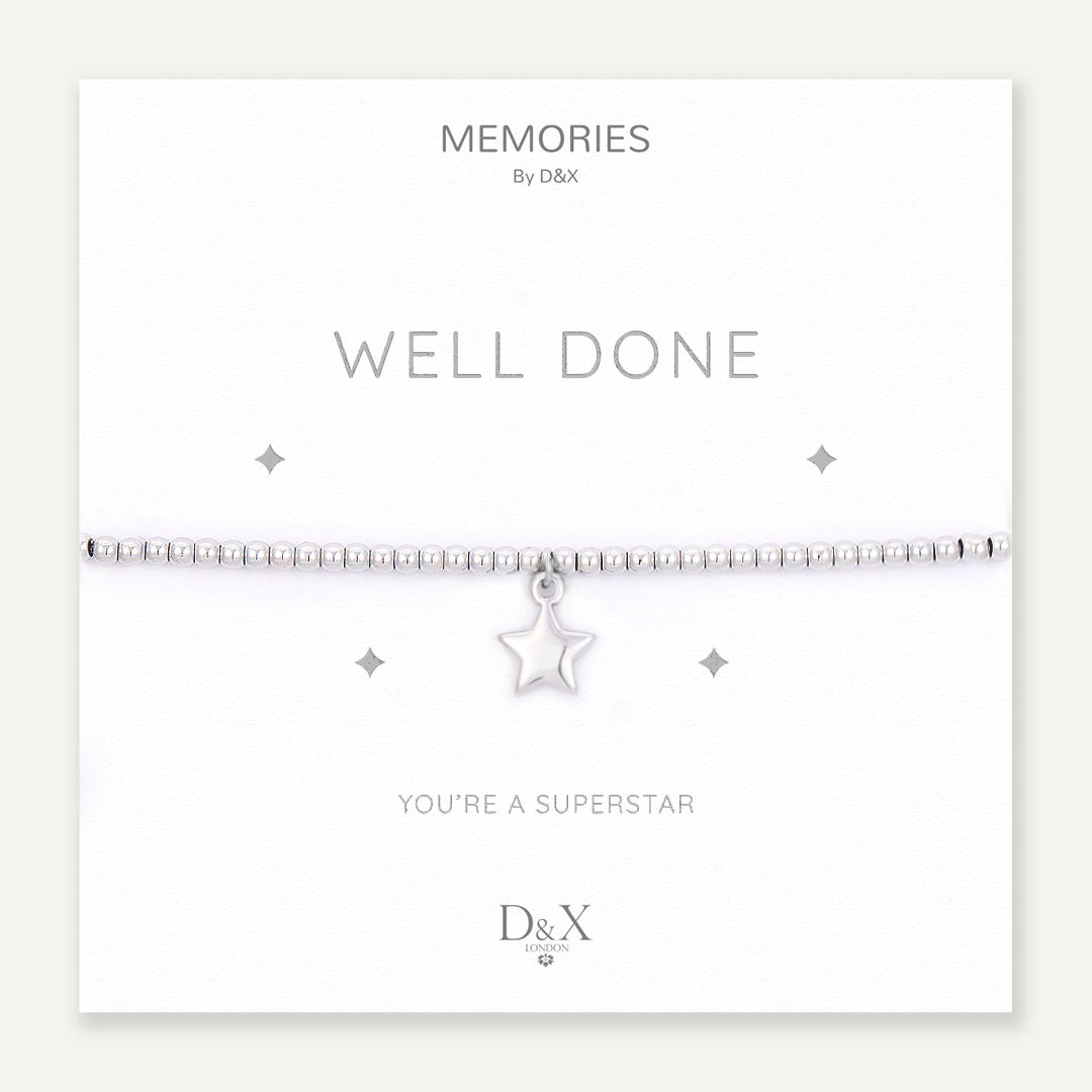 Memories: "WELL DONE" | Star Bracelet | White Gold-Plated