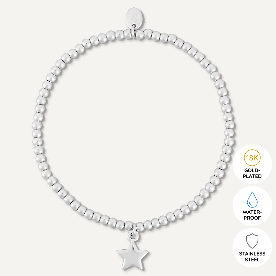 Memories: "WELL DONE" | Star Bracelet | White Gold-Plated