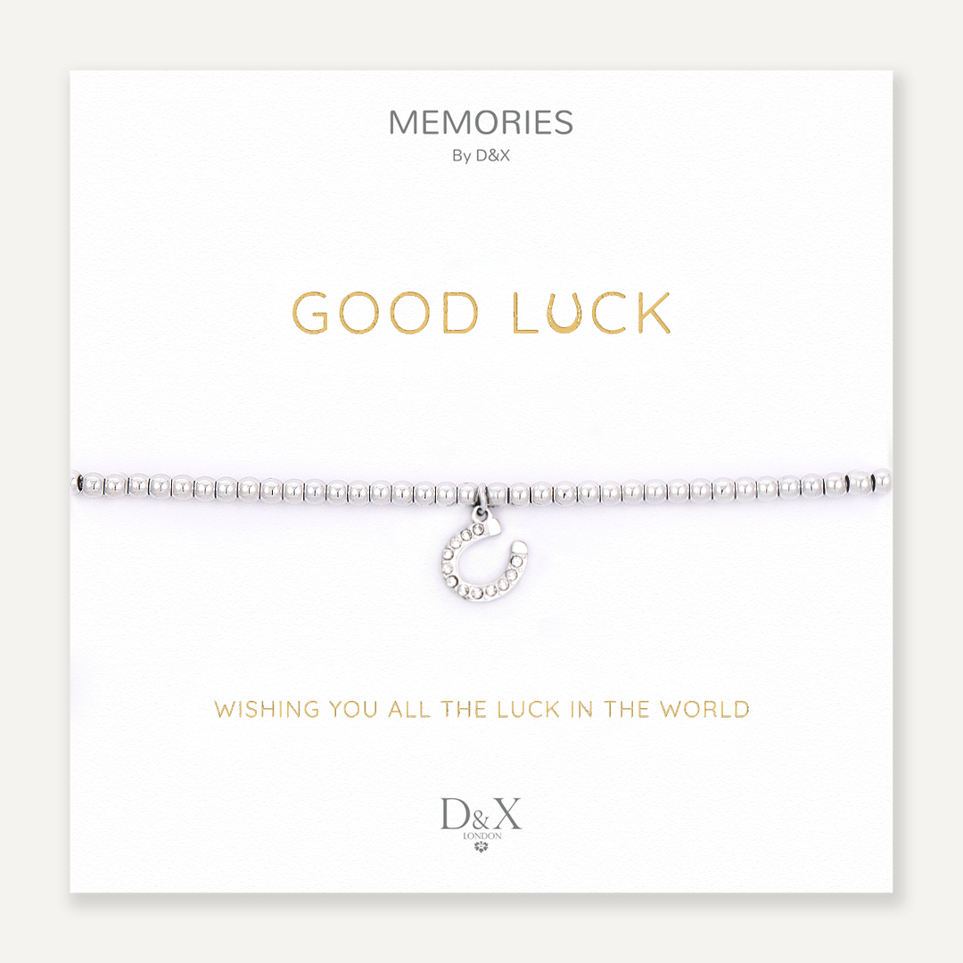 Memories: "GOOD LUCK" | Horse hoof Bracelet | White Gold-Plated