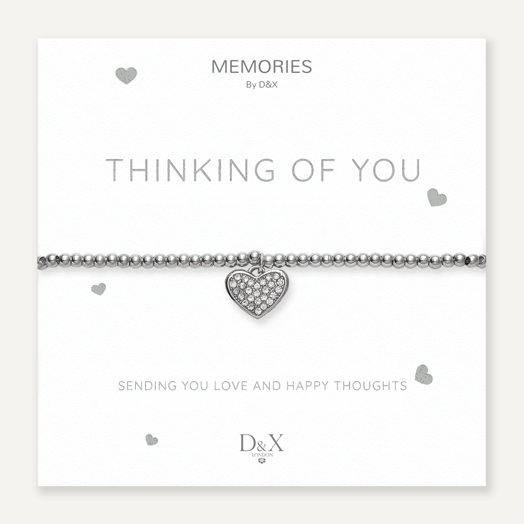 Memories: "THINKING OF YOU" | Heart Bracelet | White Gold-Plated