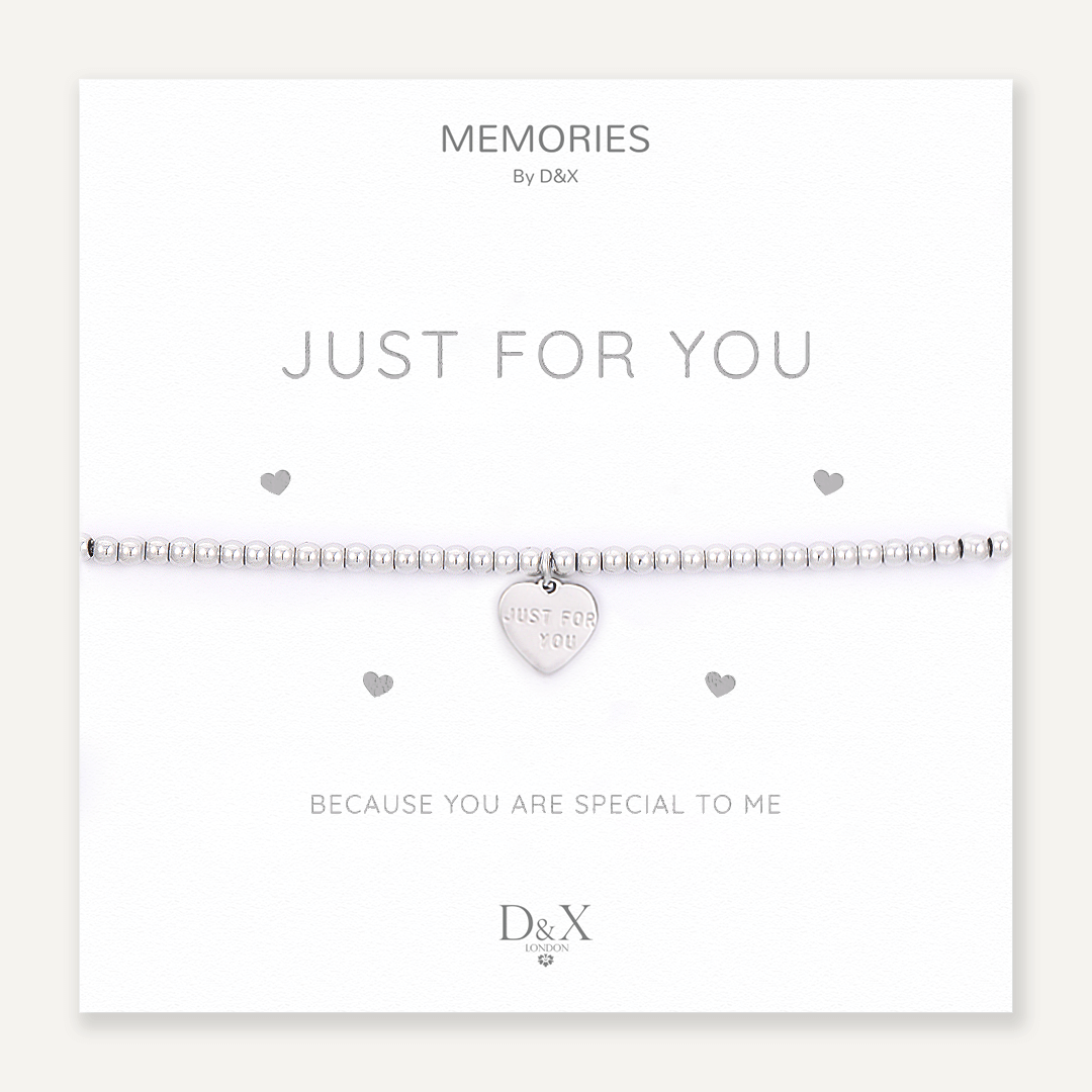 Memories: "JUST FOR YOU" | Heart Bracelet | White Gold-Plated