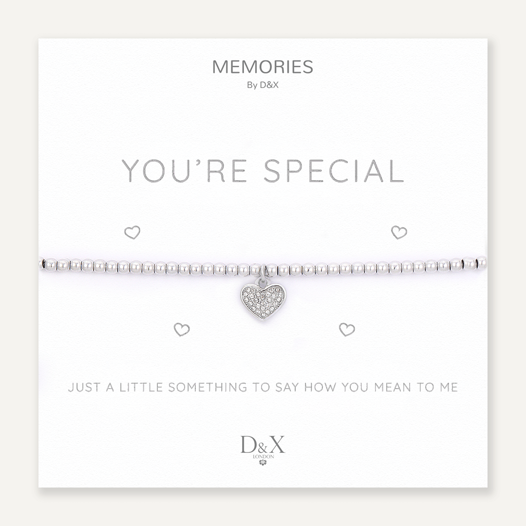 Memories: "YOU'RE SPECIAL" | Heart Bracelet | White Gold-Plated