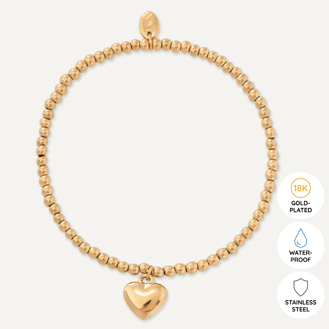 Memories: "WITH LOVE" | Heart Bracelet | 18K Gold-Plated