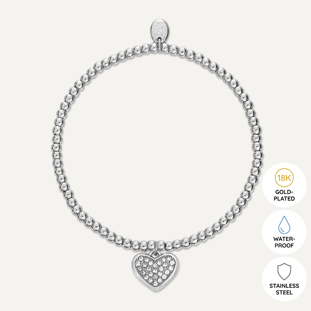 Memories: "WITH LOVE" | Heart Bracelet | White Gold-Plated