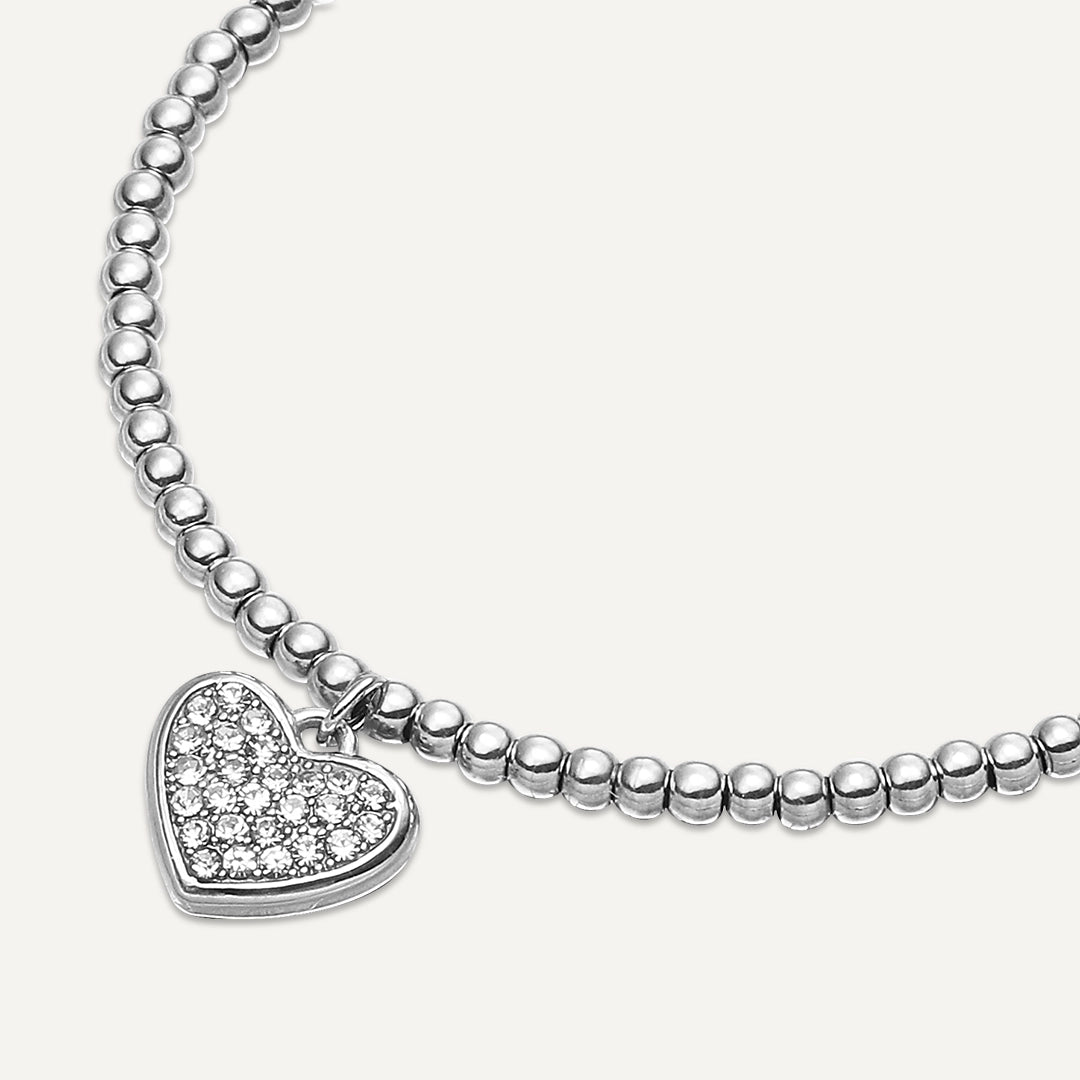 Memories: "WITH LOVE" | Heart Bracelet | White Gold-Plated