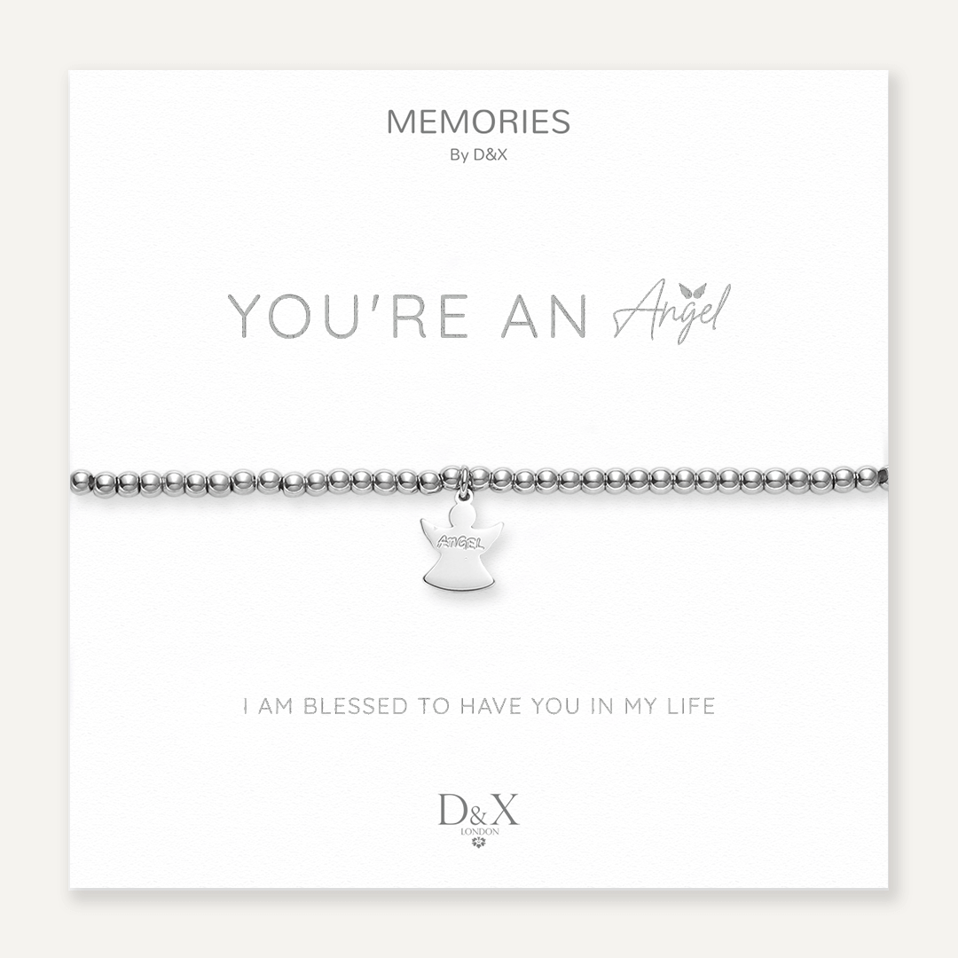 Memories: "YOU'RE AN ANGEL" | Angel Wings Bracelet | White Gold-Plated