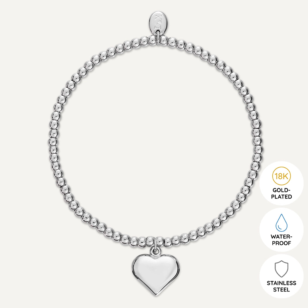 Memories: "HAPPY BIRTHDAY" | Heart Bracelet | White Gold-Plated