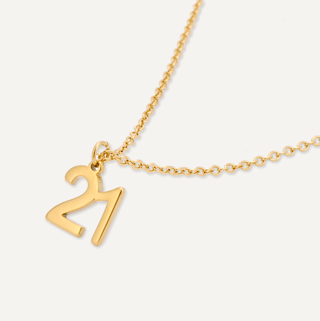 Memories: "HAPPY 21ST BIRTHDAY" | Number 21 Necklace | 18K Gold-Plated