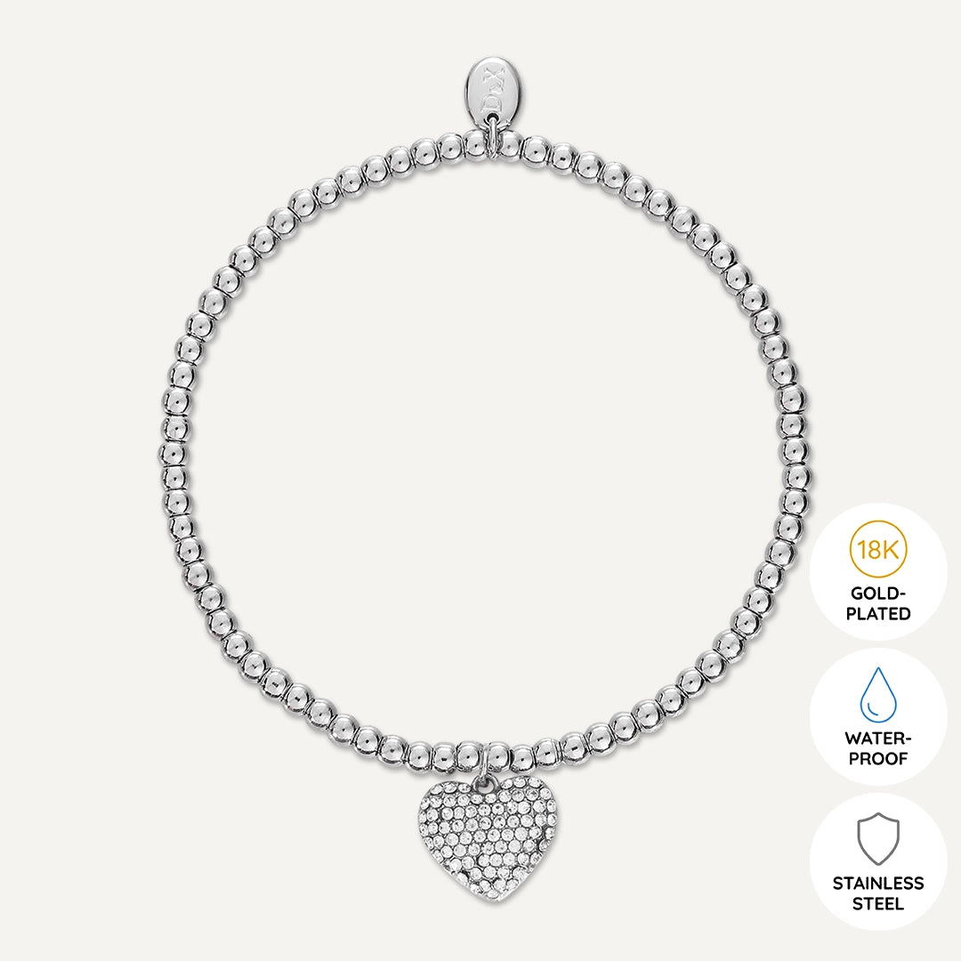 Memories: "HAPPY 30TH BIRTHDAY" | Heart Bracelet | White Gold-Plated