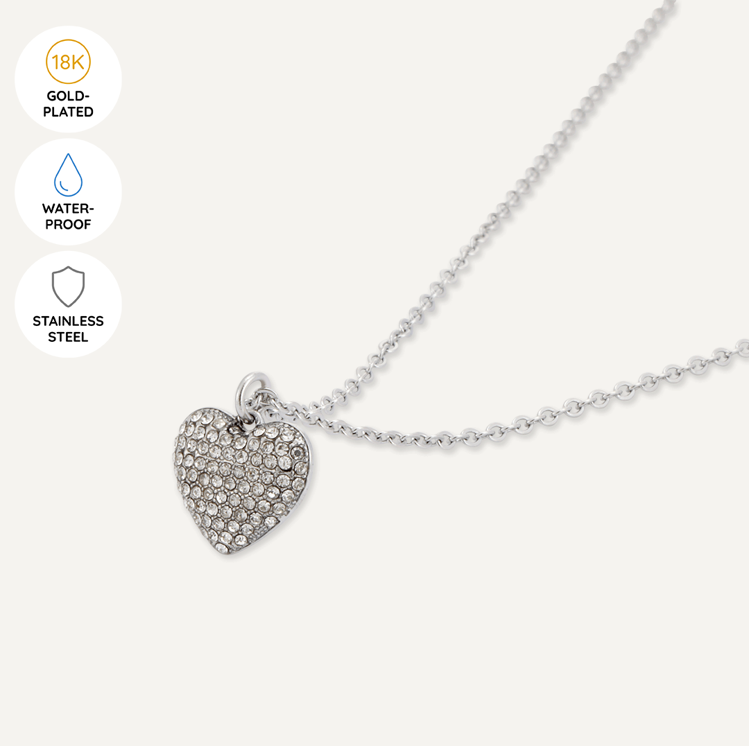 Memories: "HAPPY 70TH BIRTHDAY" | Heart Necklace | White Gold-Plated