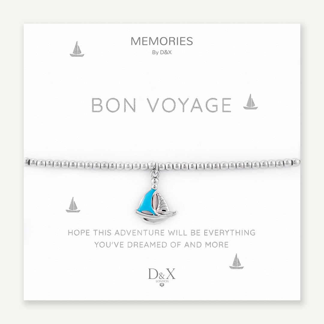 Memories: "BON VOYAGE" | Sail Boat Bracelet | White Gold-Plated | Multi-Colour