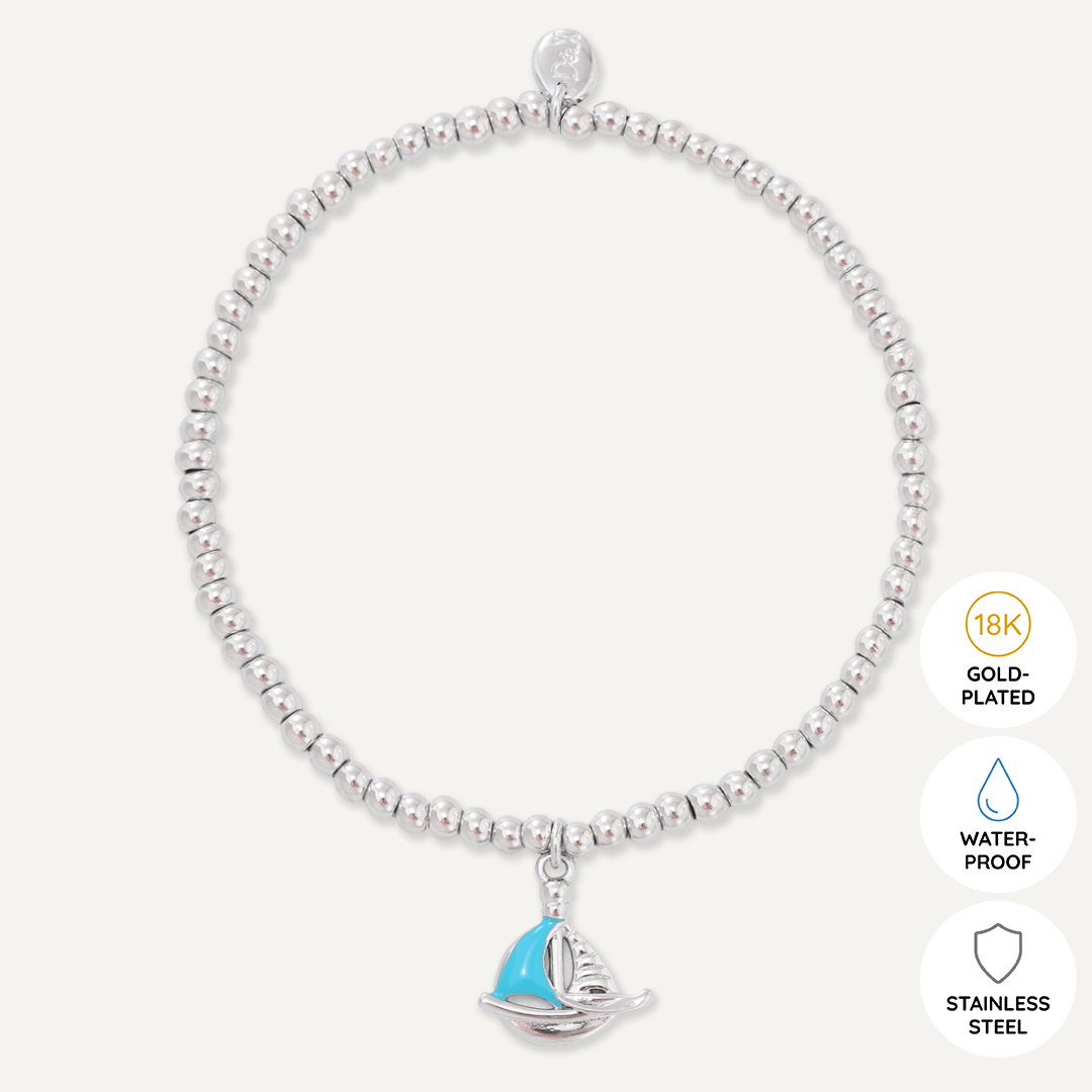 Memories: "BON VOYAGE" | Sail Boat Bracelet | White Gold-Plated | Multi-Colour