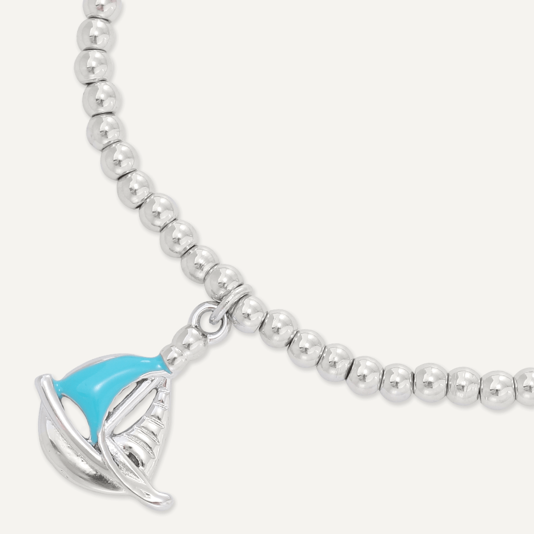 Memories: "BON VOYAGE" | Sail Boat Bracelet | White Gold-Plated | Multi-Colour