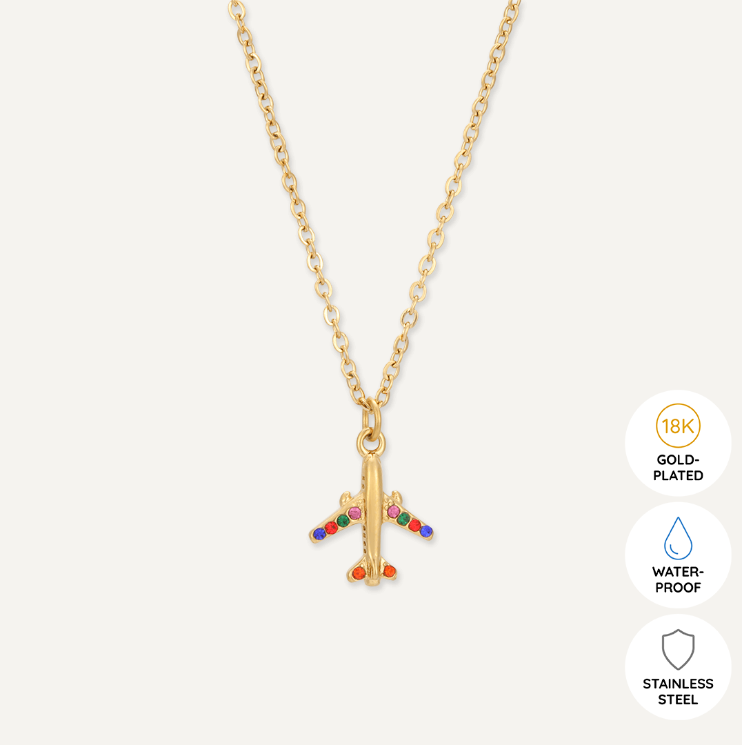 Memories: "BON VOYAGE" | Airplane Necklace | 18K Gold-Plated