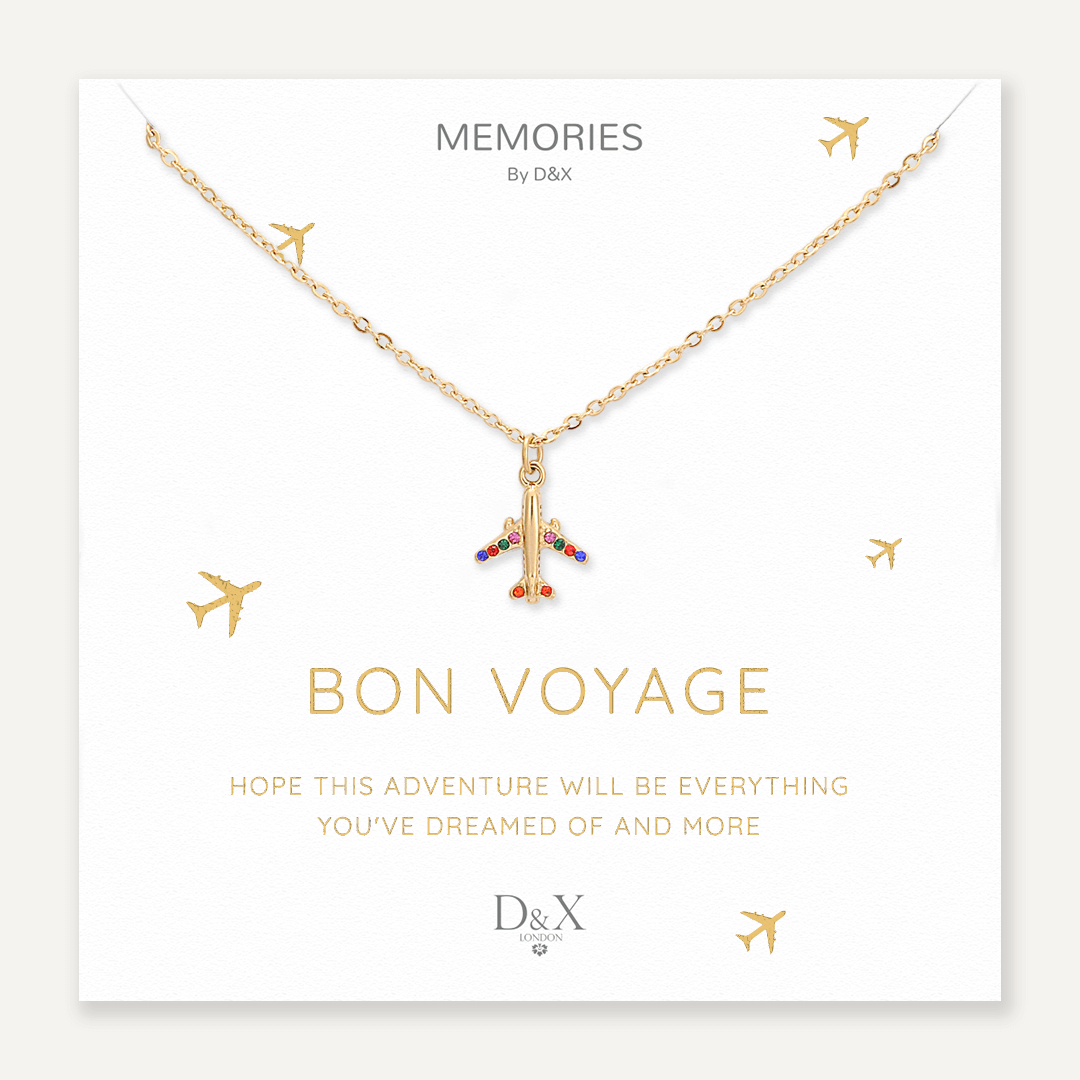 Memories: "BON VOYAGE" | Airplane Necklace | 18K Gold-Plated