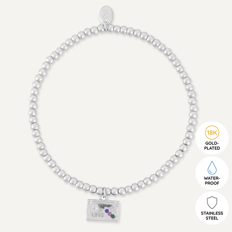 Memories: "HAPPY RETIREMENT" | Suitcase Bracelet | White Gold-Plated