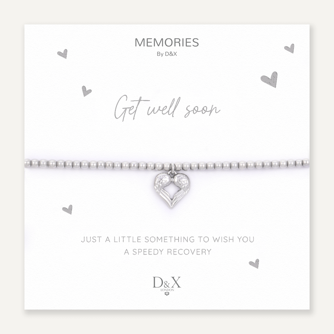 Memories: "GET WELL SOON" | Heart Bracelet | White Gold-Plated