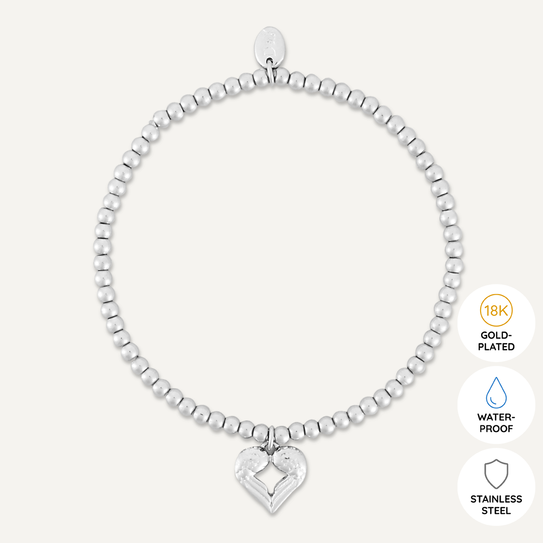 Memories: "GET WELL SOON" | Heart Bracelet | White Gold-Plated