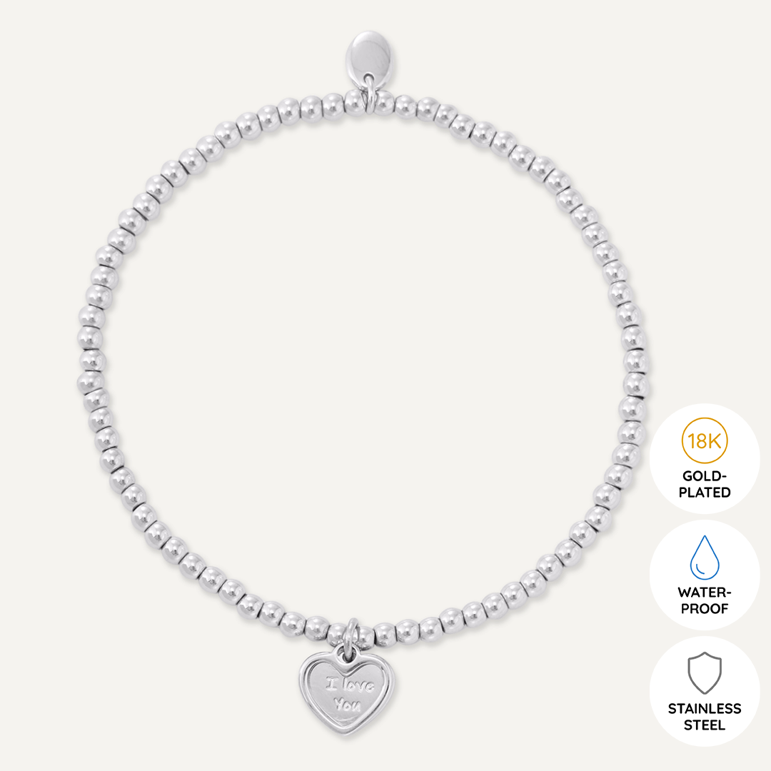 Memories: "LIKE TWO PEAS IN A POD" | Heart Bracelet | White Gold-Plated