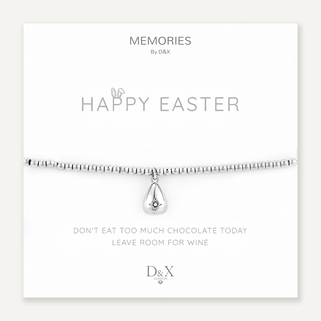 Memories: "HAPPY EASTER" | Easter Egg Bracelet | White Gold-Plated