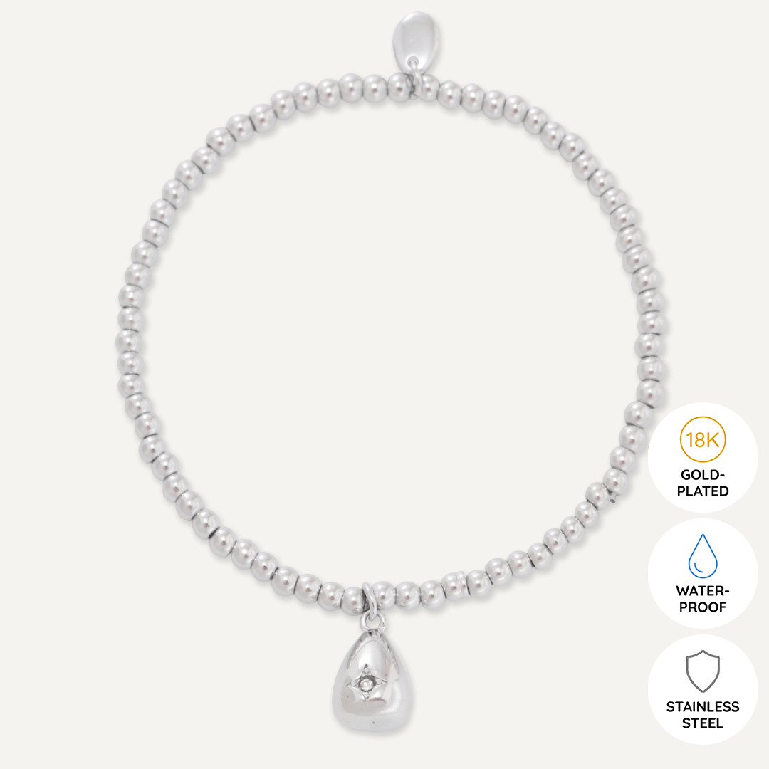 Memories: "HAPPY EASTER" | Easter Egg Bracelet | White Gold-Plated