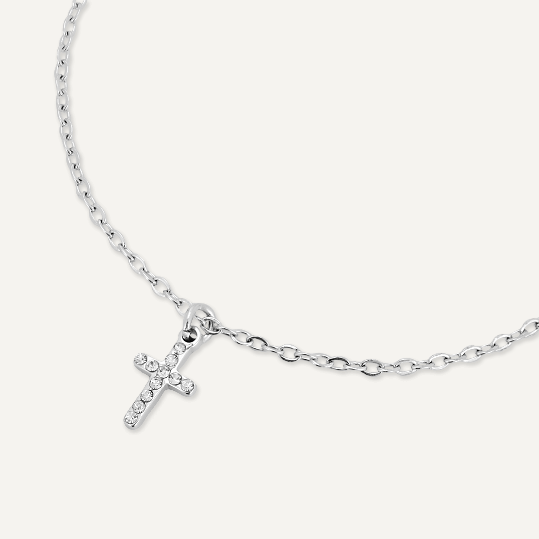 Memories: "CONGRATULATIONS ON YOUR HOLY COMMUNION" | Cross Bracelet | White Gold-Plated