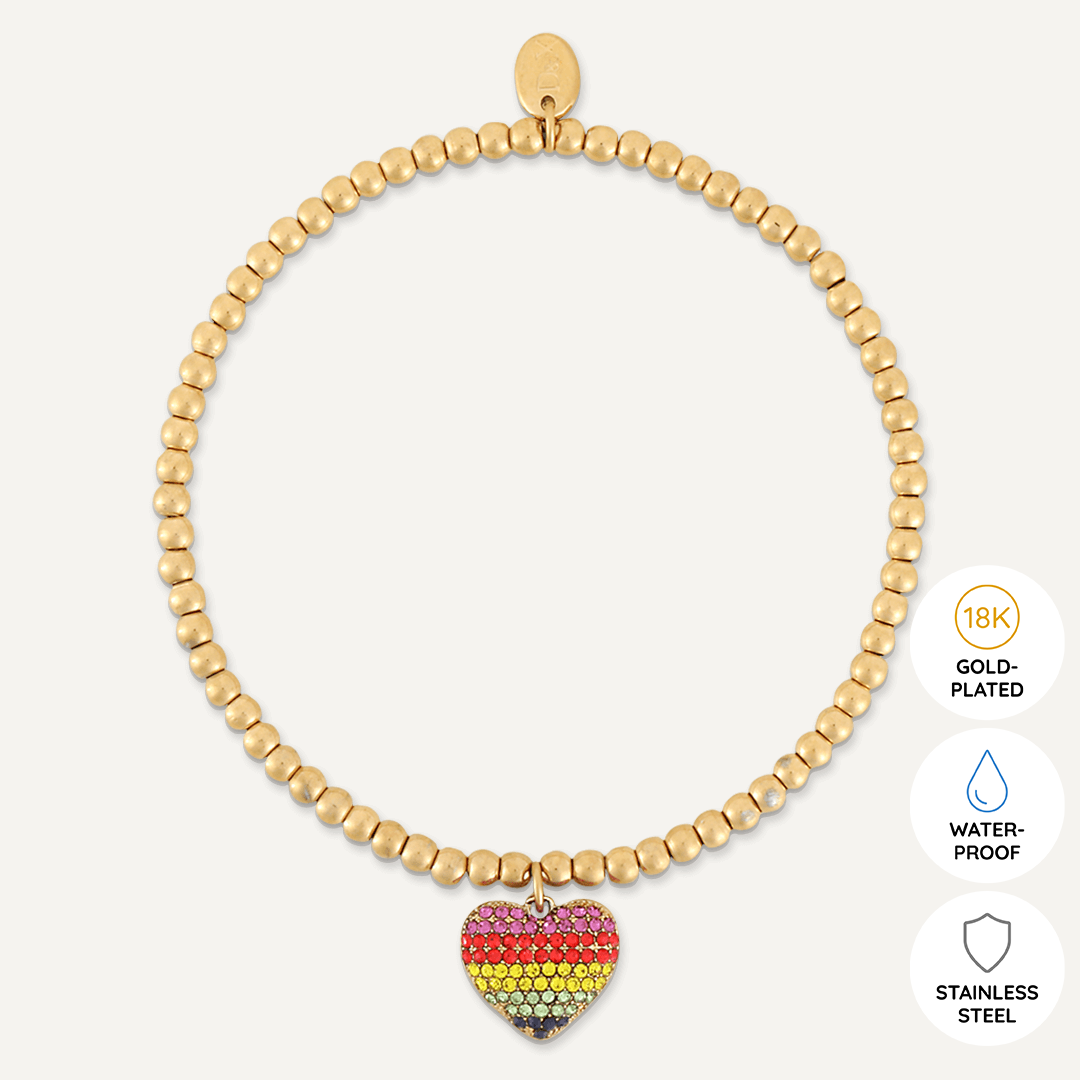 Memories: "HAPPY PRIDE" | Heart Bracelet | 18K Gold-Plated